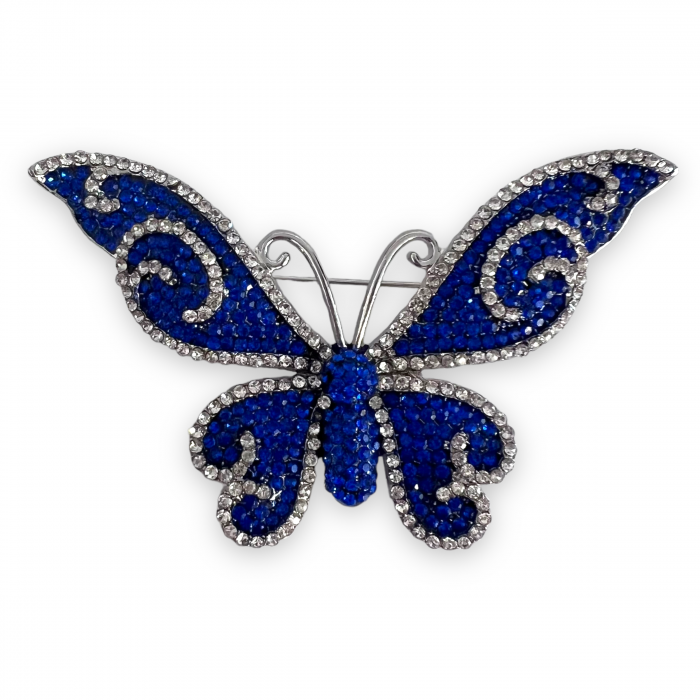 Broşă Blue Butterfly  & Cadou Esarfa Matase [3]