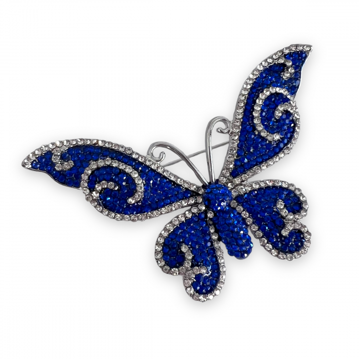 Broşă Blue Butterfly  & Cadou Esarfa Matase [2]