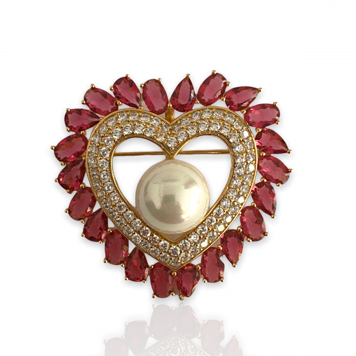 Brosa Red Heart Glamour & Cadou Esarfa Matase [1]