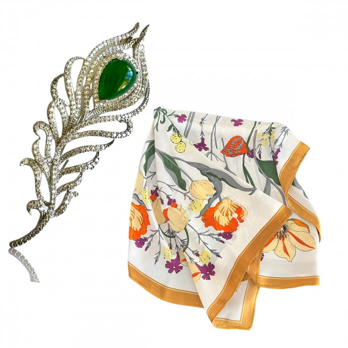 Broşă Feather Jad & Esarfa Spring [1]