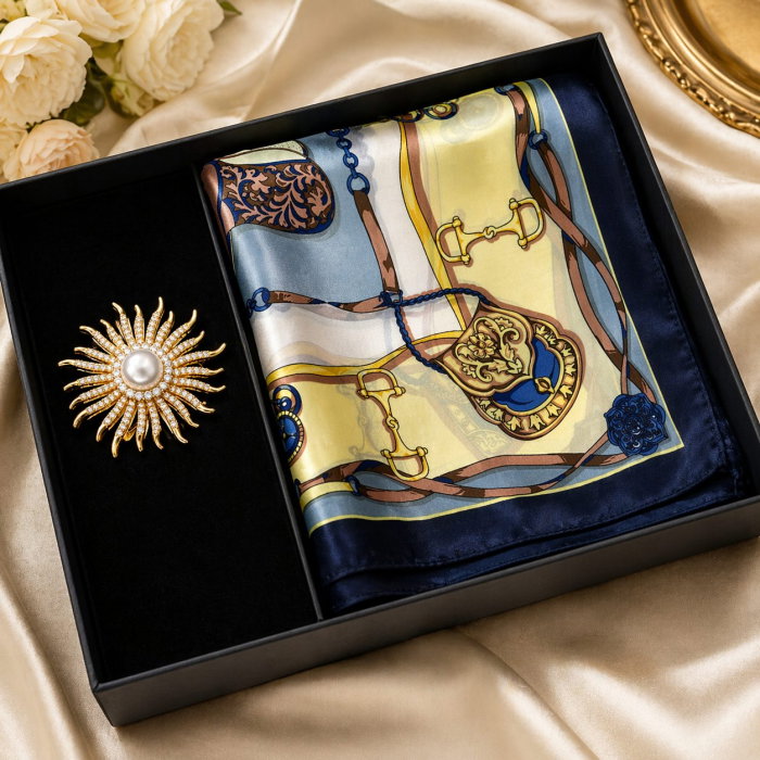 Brosa Médaillon Soleil Gold & Esarfa Borealy [1]
