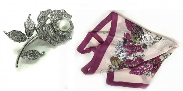 Brosa Rose Flower Perla Borealy & Esarfa Matase Borealy [1]