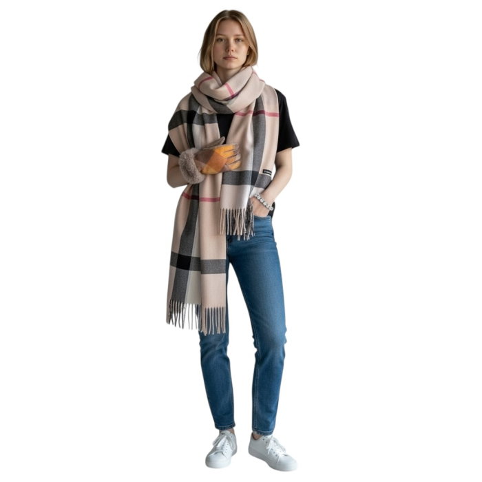 Cadou Craciun British Esarfa Casmir si Manusi & Bratara Tennis Gold [3]