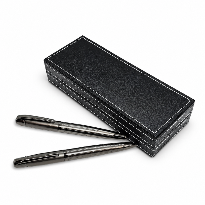 Set 2 Pixuri Metalice în Cutie din Piele Ecologică Cadou Elegant Bărbați [3]