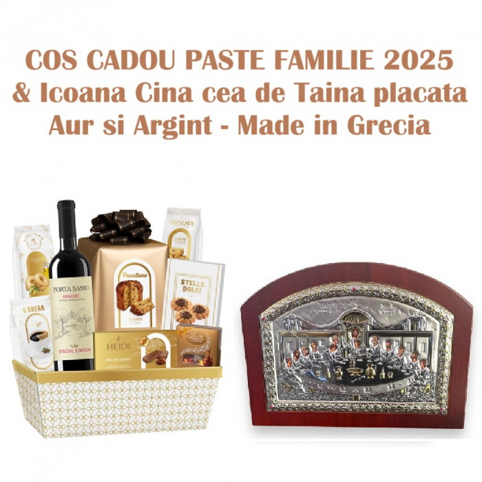 Cadou de Paște „Darul Credinței și Răsfățului” – Coș  Paste Familie & Icoana Cina cea de Taină [1]