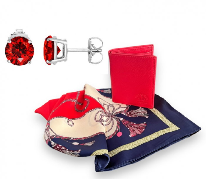 Cadou portofel West Polo Rouge piele naturala & Esarfa Matase [1]