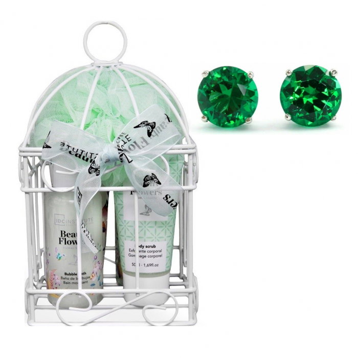 Cadou Cosmetice Beauty Flowers & Cercei Studs Green [1]