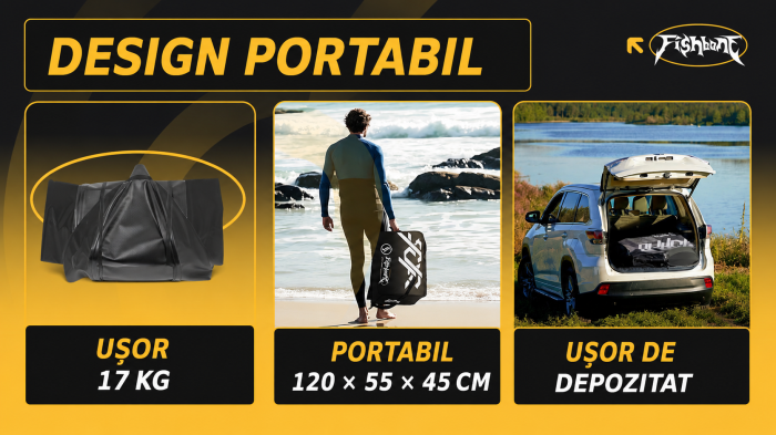 Caiac Gonflabil pentru Pescuit 2026 cu Scaun Rotativ 360°, Suporturi Lansete și Accesorii Incluse [9]