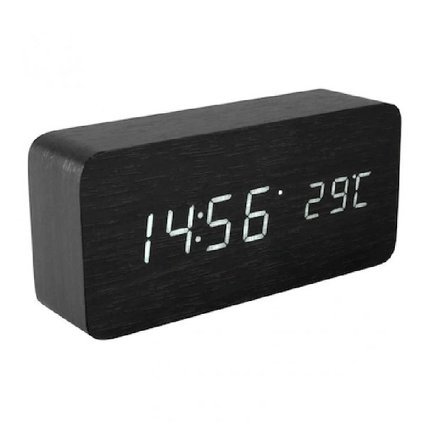 Ceas lemn personalizabil Borealy birou cu afisaj LED [1]