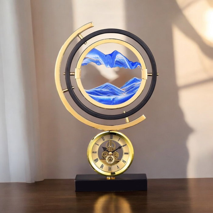 Ceas decorativ cu nisip artistic albastru – Cadou elegant pentru bărbați - Art Table Clock [7]