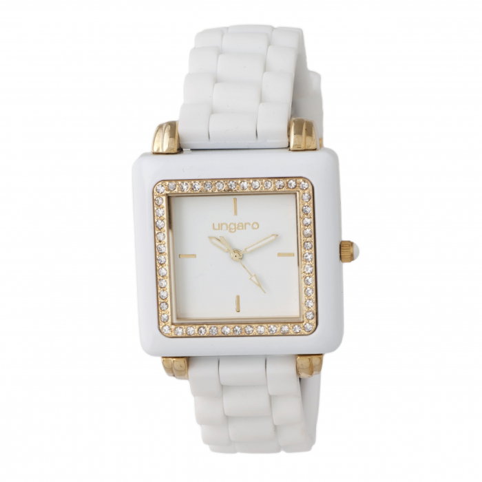 Ceas Preziosa Ungaro White si Cercei Gold Studs [1]