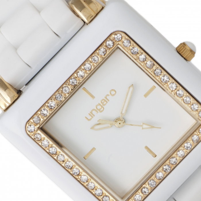 Ceas Preziosa Ungaro White si Cercei Gold Studs [2]