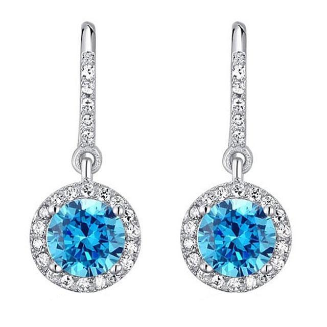 Cercei Borealy Argint 925 Simulated Topaz One Blue [2]