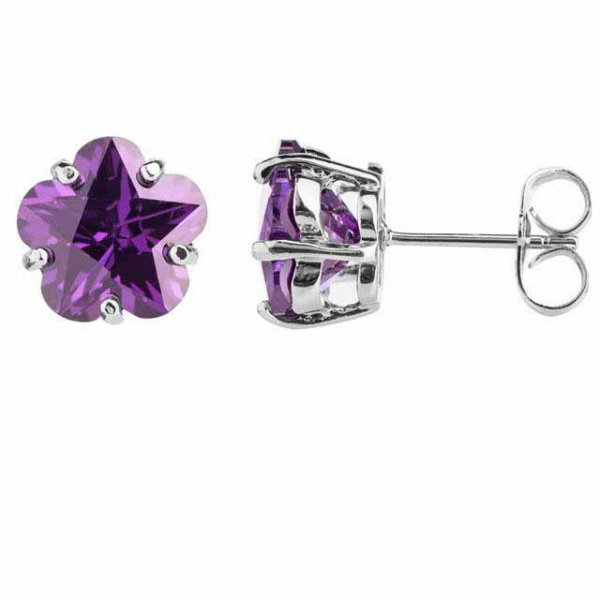 Cercei Borealy Sapphire Studs Flower Cut Purple [2]
