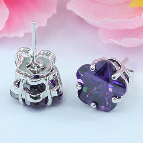 Cercei Borealy Sapphire Studs Flower Cut Purple [3]