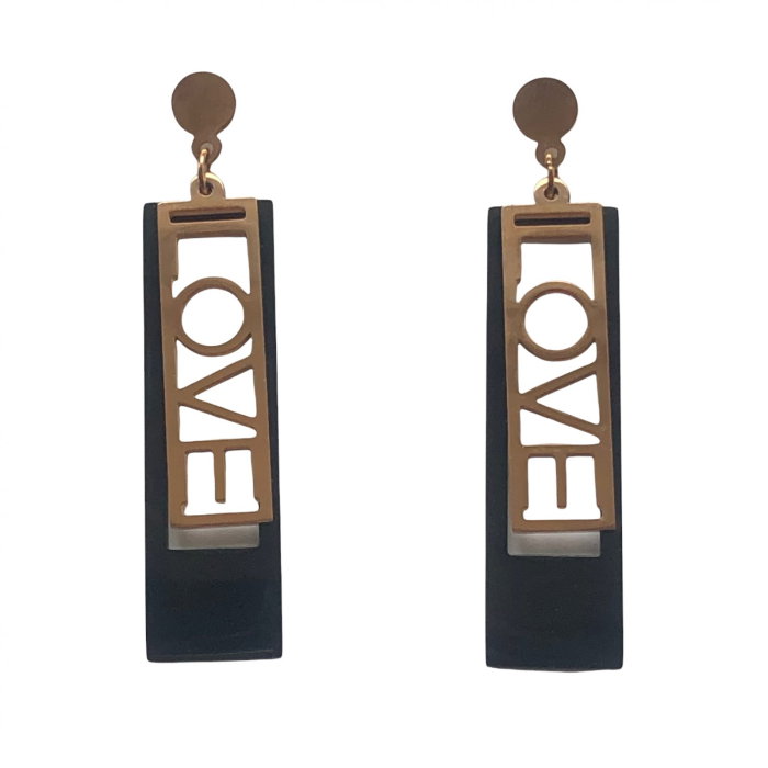 Cercei Gold Black LOVE [1]