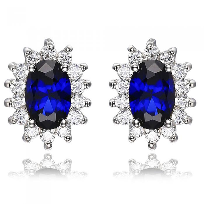 Cercei Borealy Argint 925 Safir 2 carate Coroana [1]