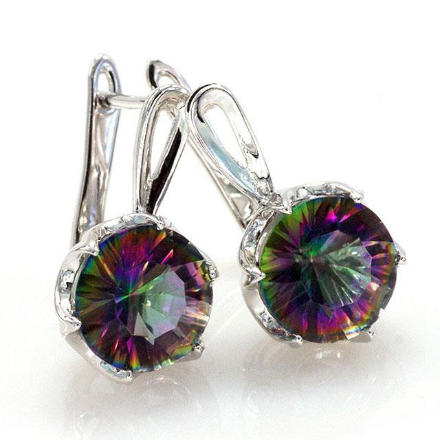 Cercei Borealy Argint 925 Topaz Mistic Round Natural Rainbow [1]