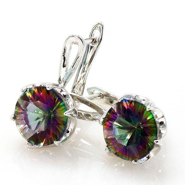 Cercei Borealy Argint 925 Topaz Mistic Round Natural Rainbow [3]