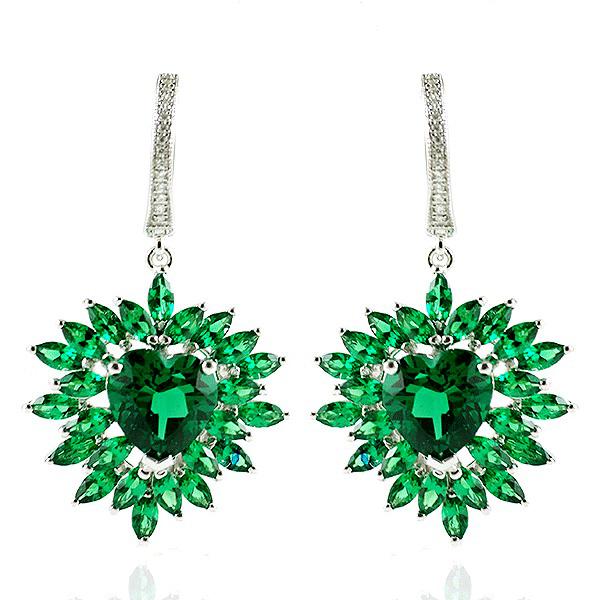 Smaralde Marquise Set Cercei, Colier şi Inel - Pietre Preţioase Argint 925 [2]