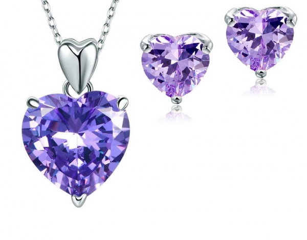 Set Borealy Argint Colier si Cercei Purple Amour [1]