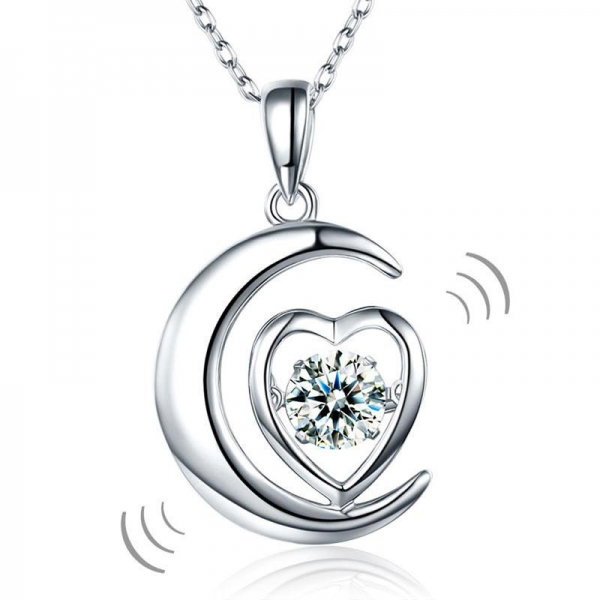 Colier Dancing Crystal Moon Heart by Borealy Argint 925 [1]
