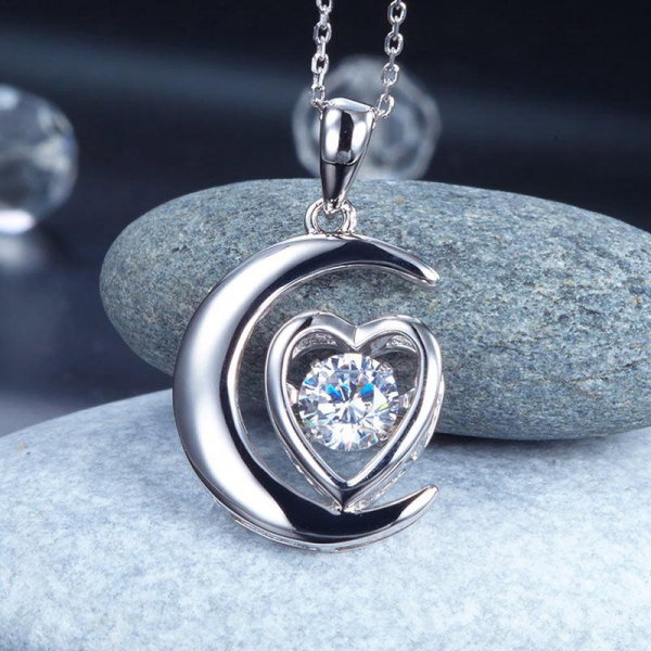 Colier Dancing Crystal Moon Heart by Borealy Argint 925 [4]