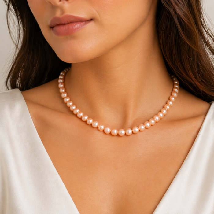 Colier Perle Naturale de Cultura Peach Gold - Cadou Elegant Femei [2]