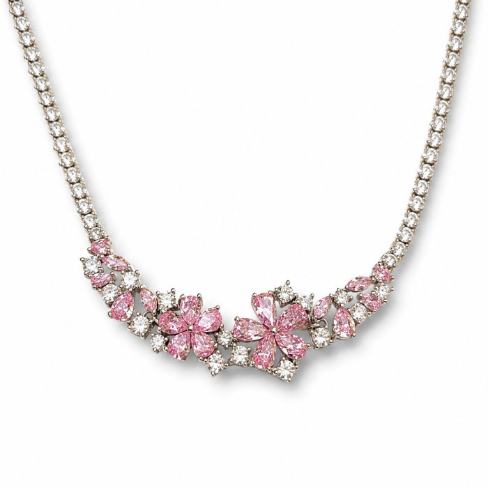 Colier Pink Blossom – Eleganță Delicată cu Cristale Roz [1]