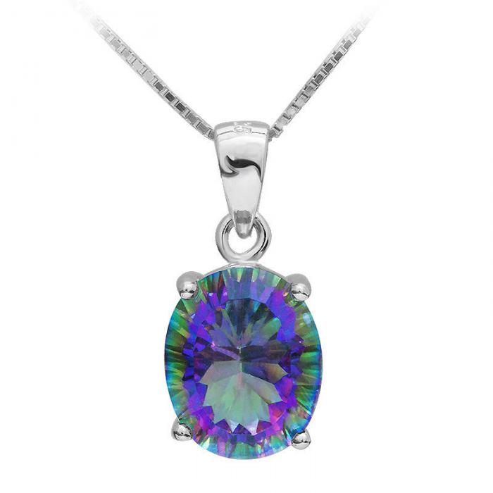 Colier Borealy Argint 925 Topaz 3.5 Carate Mistic Oval [1]