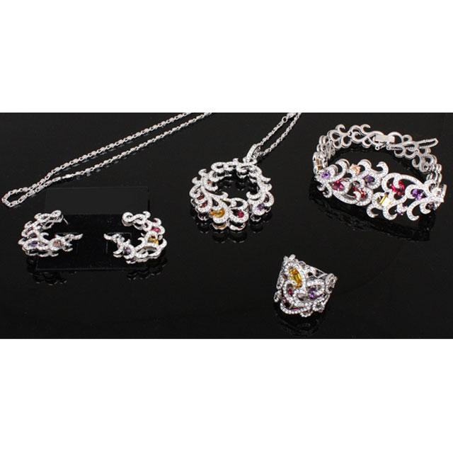 Set Borealy Simulated Topaz Cercei, Medalion, Bratara si Inel Prelude Luxury [6]