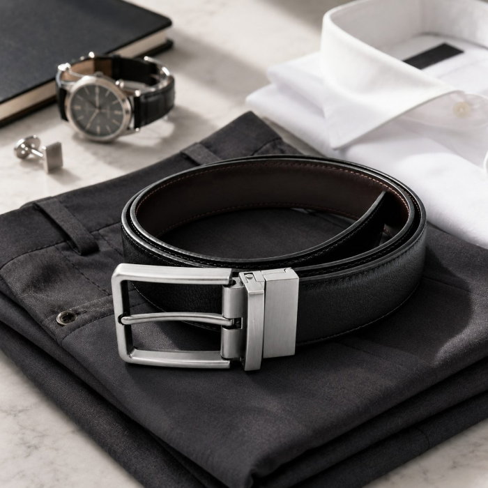 Curea Bărbați Elegantă din Piele Naturala Neagră cu Cataramă Metalică – Cadou Premium pentru El [1]