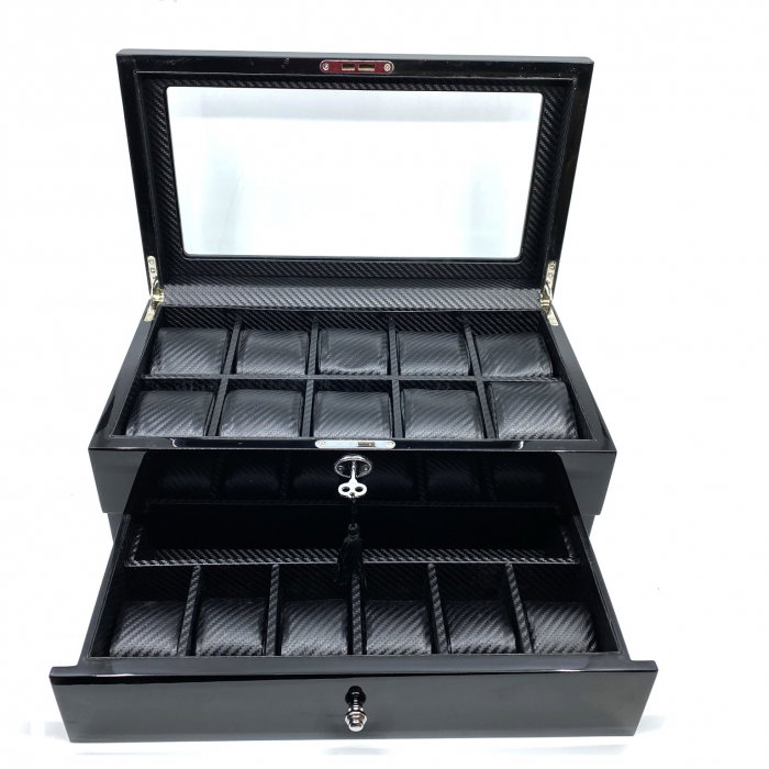Cutie 16 Ceasuri si Butoni Lux Black Wood [6]