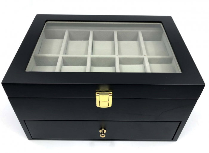 Cutie 20 Ceasuri Lux Black Wood + Cadou Portofel West Polo din piele naturala [2]