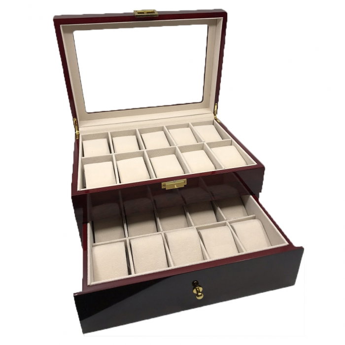 Cutie 20 Ceasuri Lux Brown Red Wood [1]