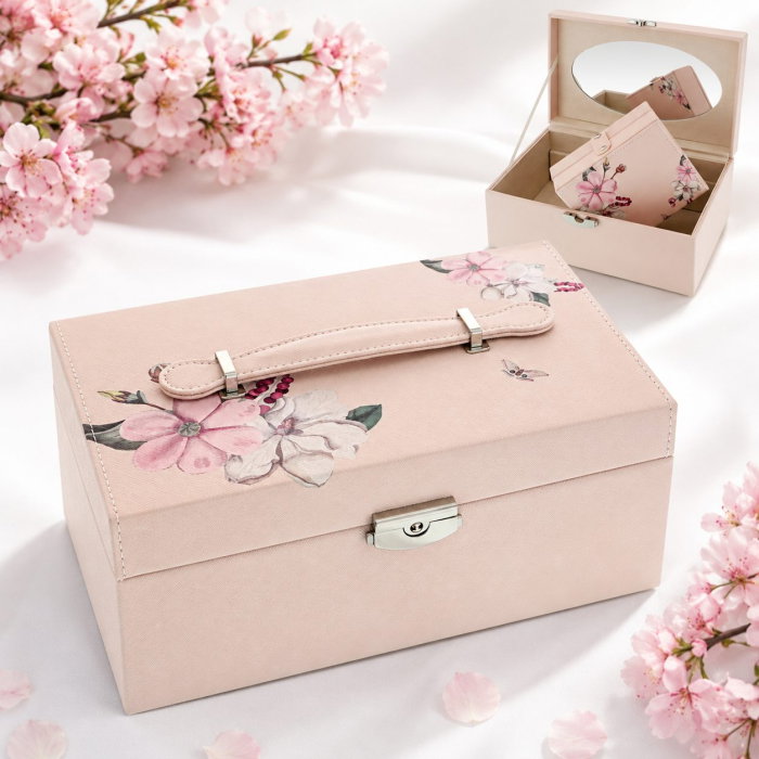 Cutie de Bijuterii cu Oglindă și Design Floral Flowers [1]