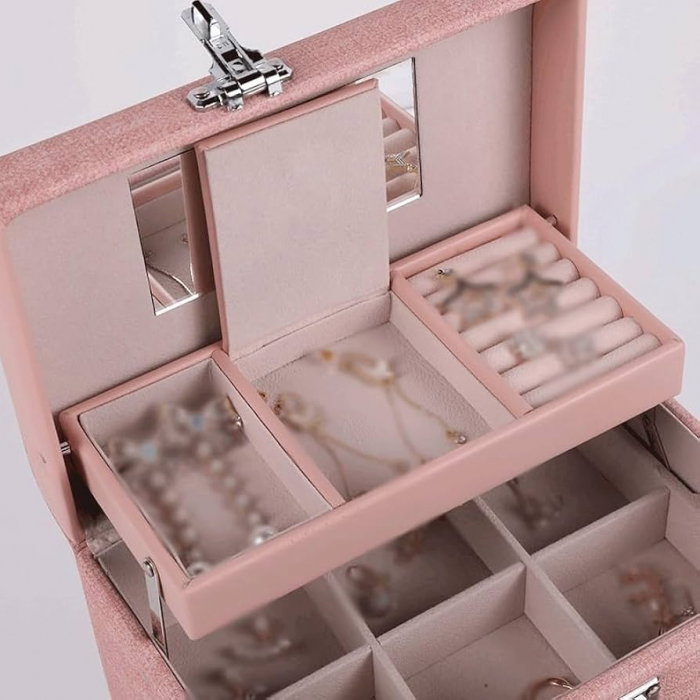 Cutie de Bijuterii cu Cifru – Design Elegant și Compartimentare Dublă [4]