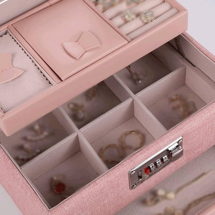 Cutie de Bijuterii cu Cifru – Design Elegant și Compartimentare Dublă [3]