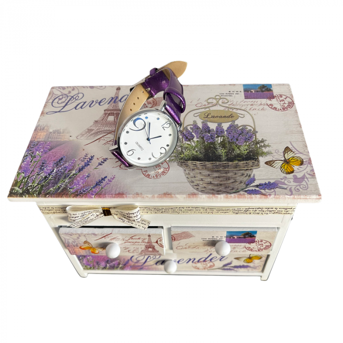 Cutie Bijuterii Beautiful Spring Flowers & Cadou Ceas Lavander Quartz [1]