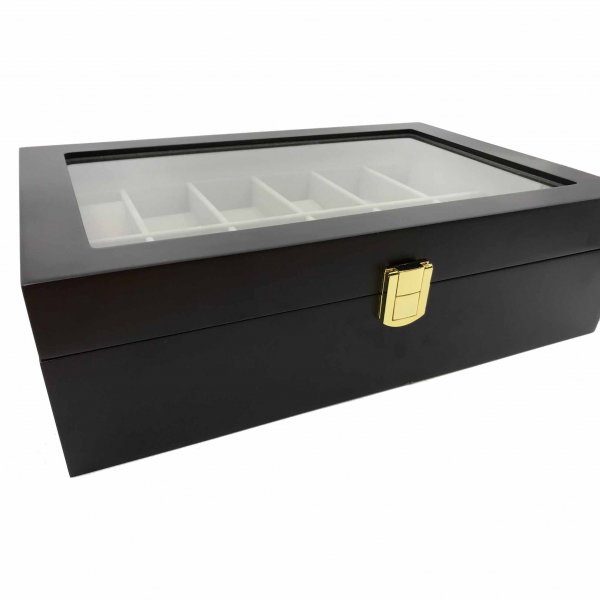 Cutie de 12 Ceasuri Lemn Negru Mat [5]