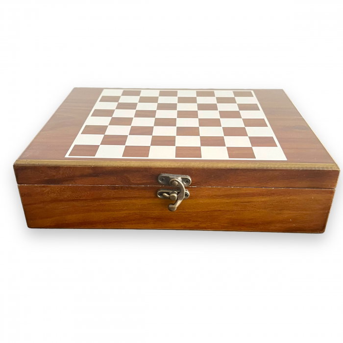 Cutie de Șah din Lemn cu Cărți de Joc și Zaruri – Set Elegant de Jocuri pentru Bărbați [5]