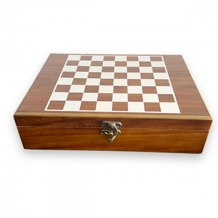 Cutie de Șah din Lemn cu Cărți de Joc și Zaruri – Set Elegant de Jocuri pentru Bărbați [2]
