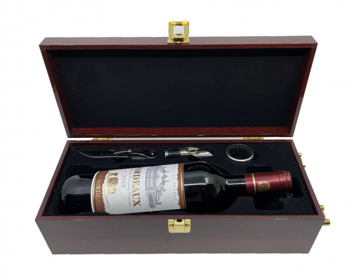 Cutie Vin Superior Special Wine cu 3 Accesorii & Vin Bordeaux Rosu Sec 0.75 l [5]