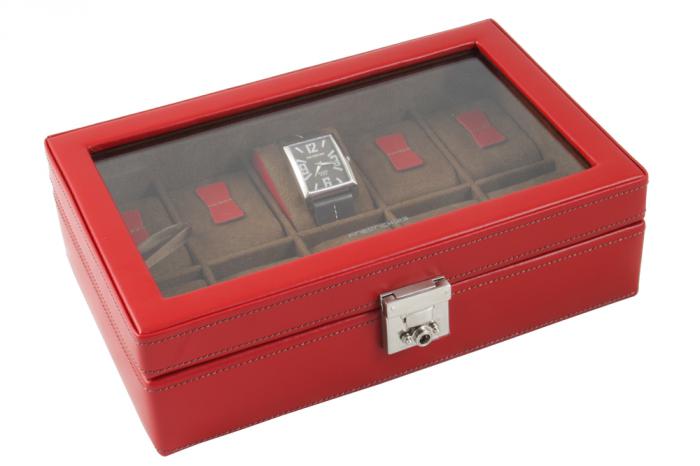 Cutie 10 Ceasuri piele naturala Cordoba Red by Friedrich - made in Germany [3]