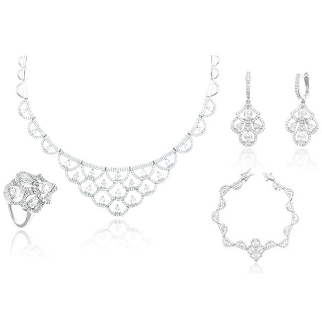 Set Borealy Argint 925 Colier, Cercei, Brăţară şi Inel Dantelle Iris [1]