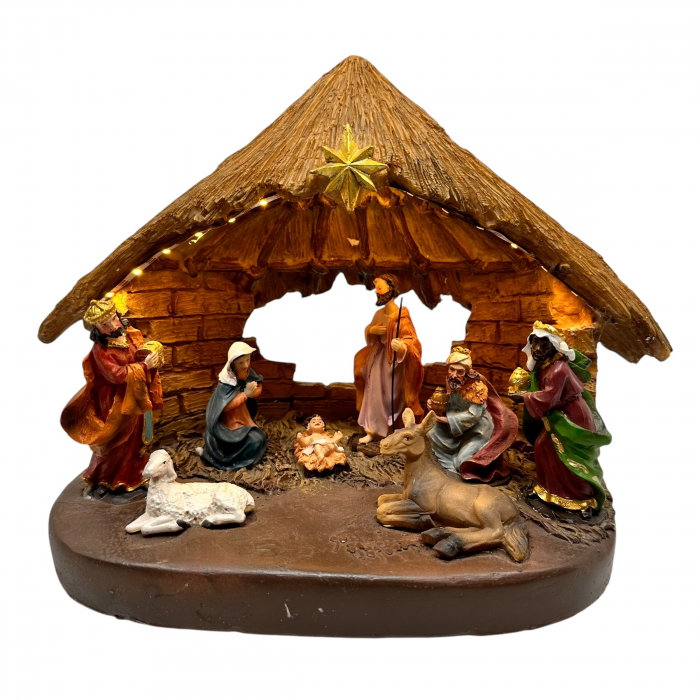 Cadou Craciun Decoratiune Scena Nasterea Domnului cu lumini [1]