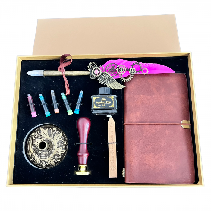 Caligrafie Deluxe Set Vintage Feather si Agenda Desk [6]