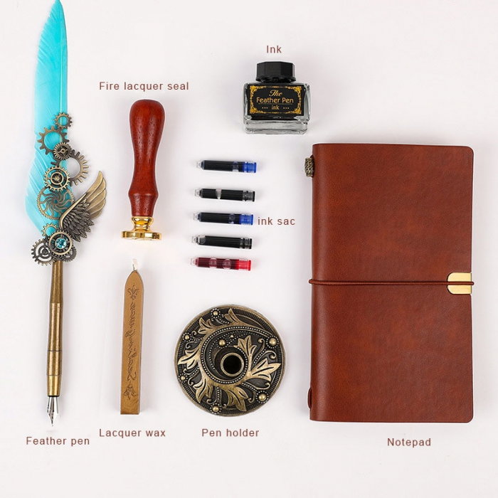 Caligrafie Deluxe Set Vintage Feather si Agenda Desk [11]