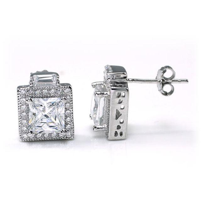 Cercei Borealy Argint 925 Diamonds Halo Square [2]