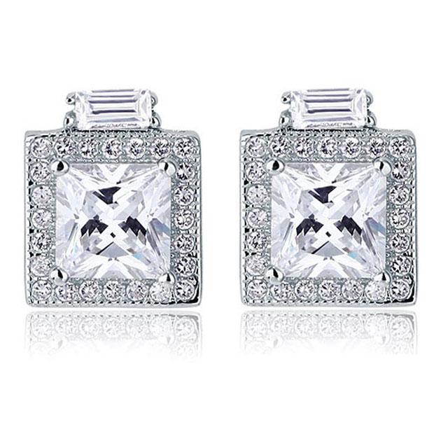 Cercei Borealy Argint 925 Diamonds Halo Square [1]